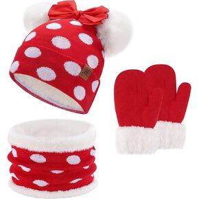 Toddler Baby Winter Hat Scarf Gloves Set Kids Warm Cotton Knit Beanie Neck Warmer Mittens 0-4 Years Old Girls Gifts