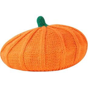 2 Pcs Parent-Child Beanie Hat,Mother & Baby Daughter/Son Halloween Pumpkin Warm Beret Hat Kids Soft Beanie Cap
