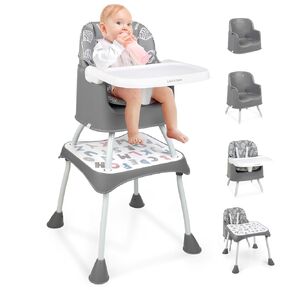 Lilian&Gema 6 in 1 Baby High Chair, Convertible Highchair for Babies and Toddlers, Table and Chair Set, with Safety Harness, Removable Tray Gray