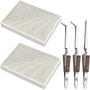 قطعتان من ألواح لحام السيراميك على شكل قرص العسل، مجموعة لحام المجوهرات مع 3 ملاقط عكسية، لوحة كتلة لحام على شكل قرص العسل لصنع المجوهرات وصب الذوبان in Kuwait