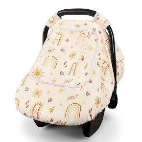 TANOFAR Car Seat Cover Baby, Winter Carseat Cover for Newborn, Infant Car Seat Cover with Windproof and Kick-Proof, Super Warm Plush Fleece Baby Carrier Cover for Infant Boys Girls (Floral)