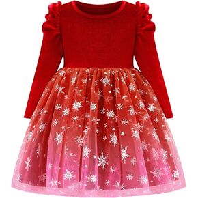 Toddler Baby Girl Christmas Dress Little Girls Velvet Tulle Tutu Dresses Kids Long Sleeve Fall Winter Xmas Outfits