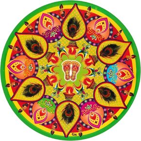 Mandala Rangoli Floor Table Sticker Vinyl PVC Home Interior Decoration Gift for Home Mandir/Floor Decor/Indian Wedding Diwali Deepawali Festival Decoration/Gift Return Gift Indian Art (Design 7)