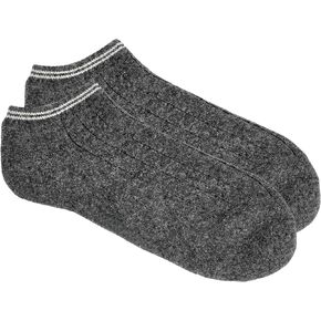 Merino 92% Wool Socks for Men and Women Crew Cozy Heavyweight Hiking Skiing Outdoor Super- Soft Large Size 10-13.5 US Gray with Ivory Strips, 100% Made in Mongolia