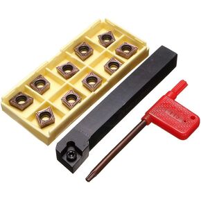 أداة تحول المخرطة SCLCR1212H09 حامل مع 10 قطع CCMT09T304 كربيد خيوط تحول إدراج مقاومة عالية للتآكل مجموعة ملحقات أدوات المخرطة للتصنيع الخام شبه النهائي in Kuwait