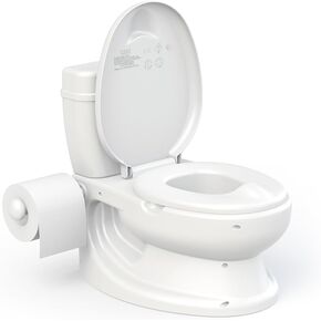 ToyLet Toilet Training Potty for Baby or Toddler with Comfy Toilet seat, Cover, flushable Wipes Storage & Paper roll Holder, Potty Training for Girls & Boys White