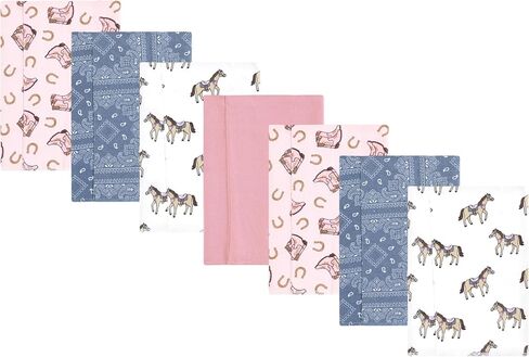 Hudson Baby Unisex Baby Cotton Flannel Burp Cloths 7-Pack, Cowgirl, One Size in Saudi Arabia