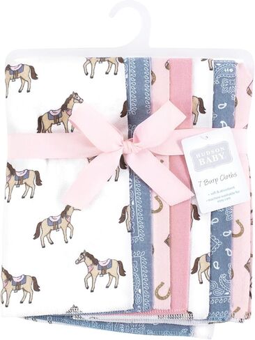 Hudson Baby Unisex Baby Cotton Flannel Burp Cloths 7-Pack, Cowgirl, One Size in Saudi Arabia