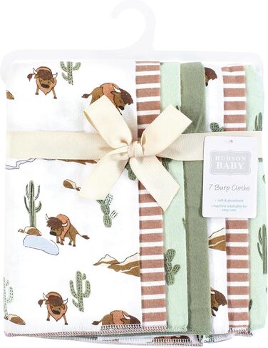 Hudson Baby Unisex Baby Cotton Flannel Burp Cloths 7-Pack, Cowgirl, One Size in Saudi Arabia