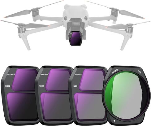 NEEWER ND/PL Filter Set Compatible with DJI Air 3S, 4 Pack ND8/PL, ND16/PL, ND32/PL, ND64/PL Neutral Density Polarizer Drone Accessories Slim Multicoated HD Optical Glass, FL-A87 in Saudi Arabia