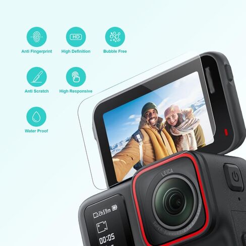 واقي شاشة iDarPro ينطبق على شاشة LCD Insta360 Ace Pro2 + شاشة أمامية Insta 360 Ace Pro 2 [4 قطع] من الزجاج المقسى بدون فقاعات in Kuwait