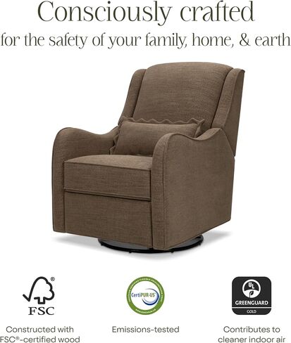 Namesake Devon Recliner and Swivel Glider in Performance Truffle Eco-Basketweave, GREENGUARD Gold and CertiPUR-US® Certified in Saudi Arabia