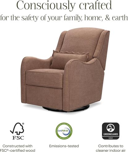 Namesake Devon Recliner and Swivel Glider in Performance Truffle Eco-Basketweave, GREENGUARD Gold and CertiPUR-US® Certified in Saudi Arabia