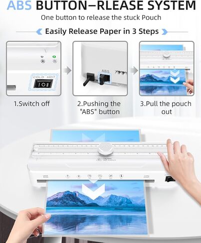 Laminator Machine, A4 Laminating Machine with 30 Laminating Sheets, Cold and Thermal Laminator with Paper Cutter and Corner Rounder, 9-inch Lamination Machine for Home Office School in Saudi Arabia