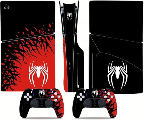 Full Body Vinyl Decal Cover for PS5 Slim Disc Edition Console & Controllers - Black in Kuwait