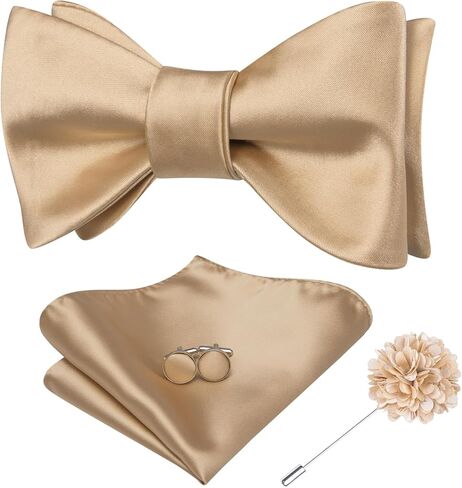 Dubulle الذاتي التعادل القوس العلاقات ودبوس التلبيب للرجال بيزلي الصلبة رجل ربطة العنق ومنديل أزرار أكمام مجموعة الزفاف in Kuwait