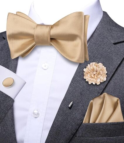 Dubulle الذاتي التعادل القوس العلاقات ودبوس التلبيب للرجال بيزلي الصلبة رجل ربطة العنق ومنديل أزرار أكمام مجموعة الزفاف in Kuwait