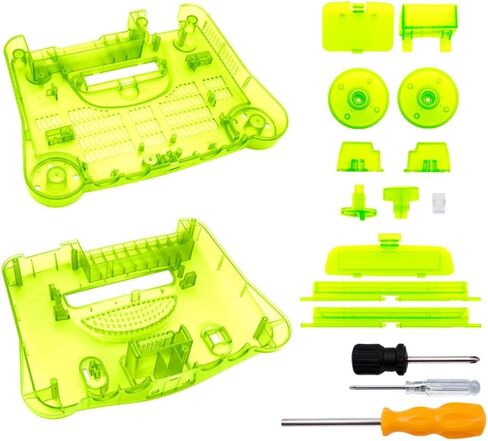 Hzxkqmil Replacement Housing Shell for N64 Retro Video Game Console, Translucent Case Accessories with Screwdrivers for N64 Game Console, Transparent Green in Kuwait