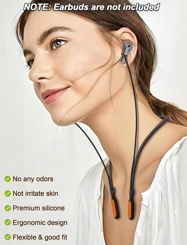 لسماعات Galaxy Buds 3 وGalaxy Buds 3 Pro، حزام للرقبة، ملحقات سماعات الأذن المضادة لفقدانها، دعم التحكم في مستوى الصوت، تصميم مريح، ملاءمة مريحة، شريط أسود/طرف أبيض in Saudi Arabia