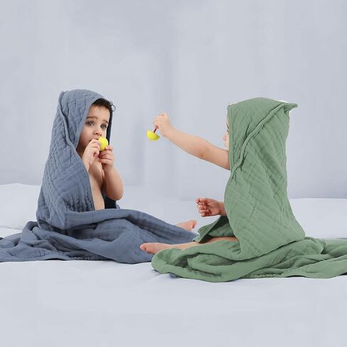 Baby Towels, 6 Pcs Baby Bath Towels & Washcloth Set for Baby Girl Boy Shower Gifts, Hooded Baby Towels for Baby Bath Towels Essentials, Baby Towels for Newborn, Muslin Cotton Hooded Baby Towels in Saudi Arabia