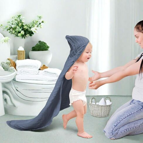 Baby Towels, 6 Pcs Baby Bath Towels & Washcloth Set for Baby Girl Boy Shower Gifts, Hooded Baby Towels for Baby Bath Towels Essentials, Baby Towels for Newborn, Muslin Cotton Hooded Baby Towels in Saudi Arabia