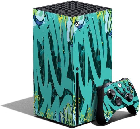 غلاف ألعاب لامع لامع متوافق مع حزمة Xbox Series X - Blue Hexa Camo - غطاء لاصق واقٍ من الفينيل 3M ممتاز - سهل التطبيق | صُنع في الولايات المتحدة الأمريكية بواسطة MightySkins in Kuwait