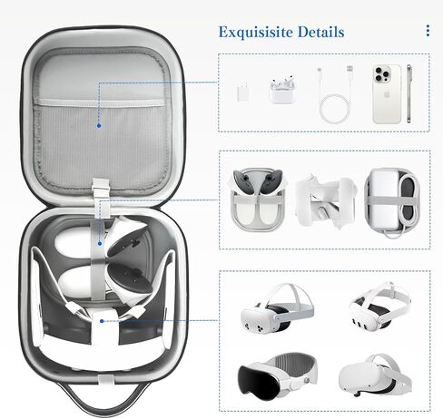 Hard Carrying Case Compatible with Meta Quest 3S/Quest 3/Quest 2/Vision Pro, Portable VR Gaming Headset and Touch Controllers Case with Lens Protector, Suit for Travel and Home Storage-Black in Saudi Arabia