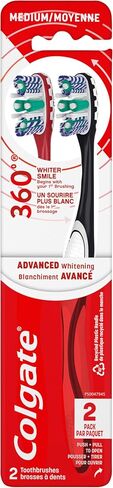 Colgate 360 Optic White Whitening Toothbrush, Adult Soft Toothbrush with Whitening Cups, Helps Whiten Teeth and Removes Odor Causing Bacteria, 4 Pack in Saudi Arabia