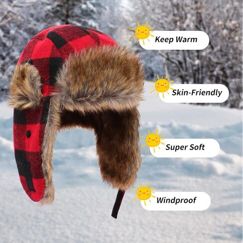Baby Toddler Winter Trapper Hat Warm Faux Fur Aviator Hat Russian Ushanka Trooper Hunting Ski Hat with Ear Flaps Age 1-8T in Saudi Arabia