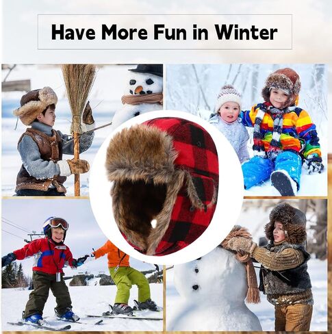 Baby Toddler Winter Trapper Hat Warm Faux Fur Aviator Hat Russian Ushanka Trooper Hunting Ski Hat with Ear Flaps Age 1-8T in Saudi Arabia