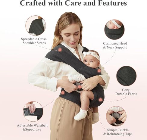 Newborn Carrier, Baby Carrier, Cozy Baby Wraps Carrier, Deep Grey in Saudi Arabia
