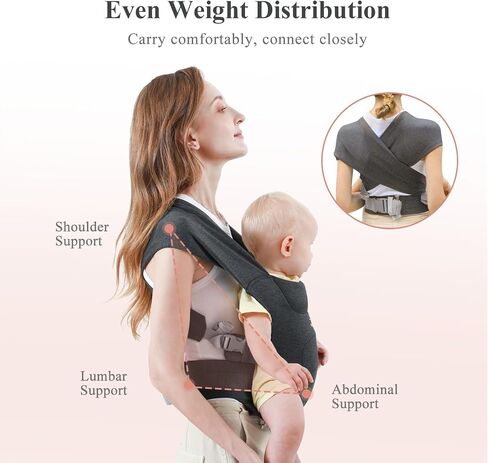 Newborn Carrier, Baby Carrier, Cozy Baby Wraps Carrier, Deep Grey in Saudi Arabia