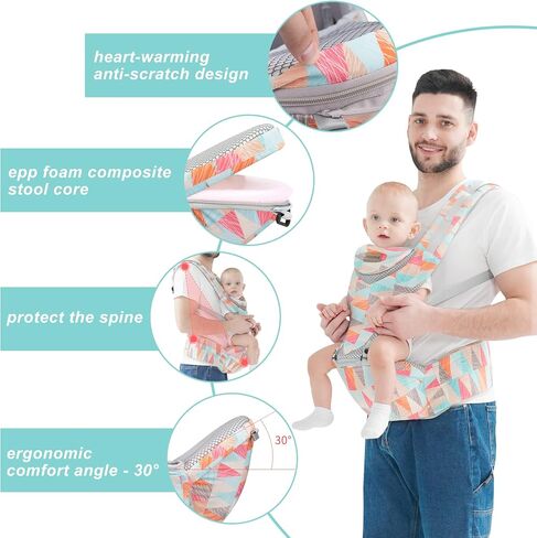 6 in 1 Front Back Facing Baby Carrier Newborn to Toddler, Toddler Carrier with Hip Seat Perfect for Hiking Travel and Everyday Family Events in Saudi Arabia