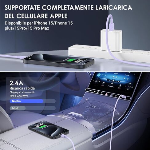 كابل Carplay لكابل شاحن السيارة iPhone 15/16، 4 حزم USB A إلى USB C لسلك Carplay USB C، iPhone 16/15/Plus/Pro Max، iPad Pro 12.9/11، Air 5th/4th Gen، Mini 6th Gen/ كيبل شحن السيارة 3 قدم in Saudi Arabia