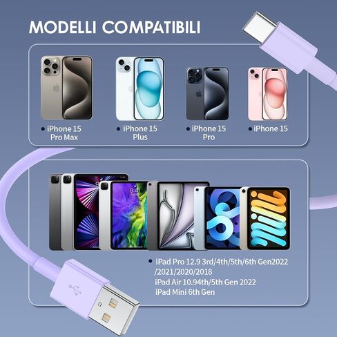 كابل Carplay لكابل شاحن السيارة iPhone 15/16، 4 حزم USB A إلى USB C لسلك Carplay USB C، iPhone 16/15/Plus/Pro Max، iPad Pro 12.9/11، Air 5th/4th Gen، Mini 6th Gen/ كيبل شحن السيارة 3 قدم in Saudi Arabia