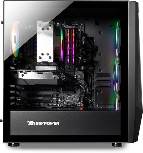 كمبيوتر سطح المكتب iBUYPOWER Scale Orange Gaming PC (AMD Ryzen 7 5700 CPU، NVIDIA GeForce RTX 4060 8GB GPU، 16GB DDR4 Non-RGB 3200MHz RAM (8x2)، 500GB NVMe SSD، WiFi جاهز، Windows 11 Home) - SCA7N4603 in Saudi Arabia