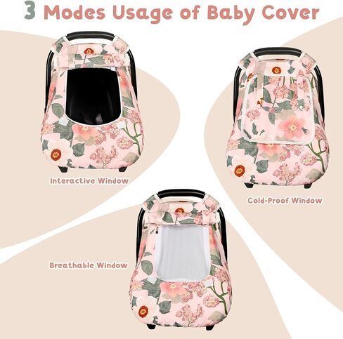 Windproof Baby Car Seat Cover, 3D Mink Dot Infant Car Seat Canopy with Breathable Mesh Window, Baby Carrier Cover for All Seasons, Easy Access Carseat Carrier Snug Fit Infant Stroller(Purple Flower) in Saudi Arabia