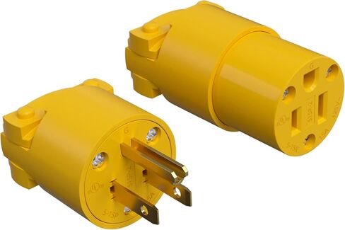 STARELO استبدال المكونات الكهربائية والموصل مجموعة تمديد الحبل ينتهي قذيفة صفراء 125V 15A 2Pole 3Wire NEMA 5-15P & 5-15R الصناعية الصف 3-الشق مستقيم نوع التأريض شفرة (1) in Saudi Arabia