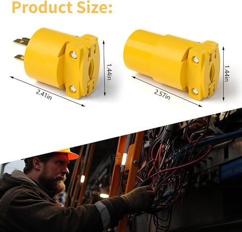 STARELO استبدال المكونات الكهربائية والموصل مجموعة تمديد الحبل ينتهي قذيفة صفراء 125V 15A 2Pole 3Wire NEMA 5-15P & 5-15R الصناعية الصف 3-الشق مستقيم نوع التأريض شفرة (1) in Saudi Arabia