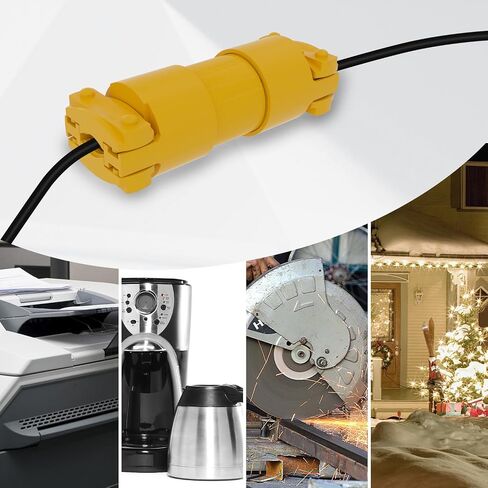 STARELO استبدال المكونات الكهربائية والموصل مجموعة تمديد الحبل ينتهي قذيفة صفراء 125V 15A 2Pole 3Wire NEMA 5-15P & 5-15R الصناعية الصف 3-الشق مستقيم نوع التأريض شفرة (1) in Saudi Arabia