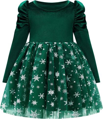 Toddler Baby Girl Christmas Dress Little Girls Velvet Tulle Tutu Dresses Kids Long Sleeve Fall Winter Xmas Outfits in Saudi Arabia