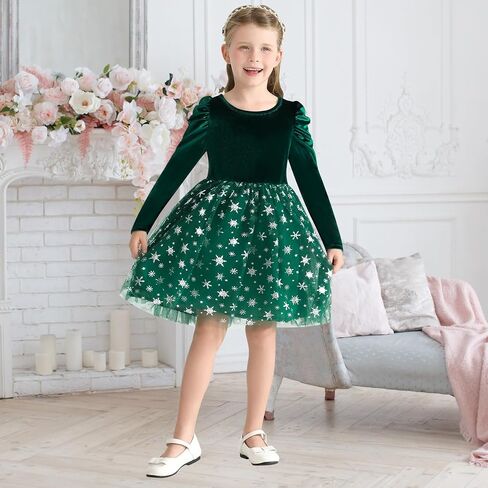 Toddler Baby Girl Christmas Dress Little Girls Velvet Tulle Tutu Dresses Kids Long Sleeve Fall Winter Xmas Outfits in Saudi Arabia