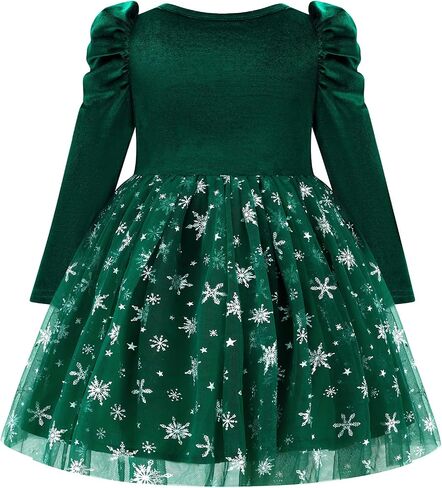 Toddler Baby Girl Christmas Dress Little Girls Velvet Tulle Tutu Dresses Kids Long Sleeve Fall Winter Xmas Outfits in Saudi Arabia