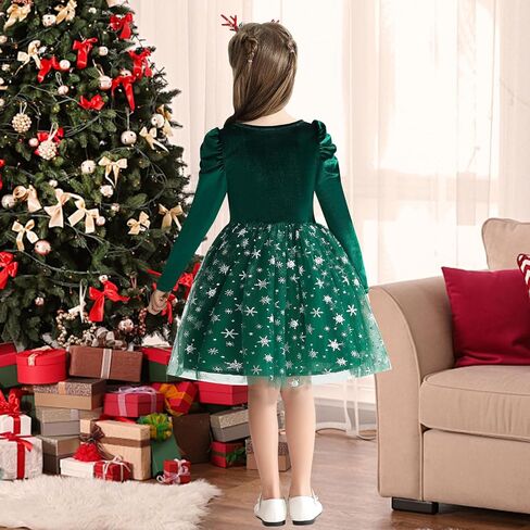 Toddler Baby Girl Christmas Dress Little Girls Velvet Tulle Tutu Dresses Kids Long Sleeve Fall Winter Xmas Outfits in Saudi Arabia