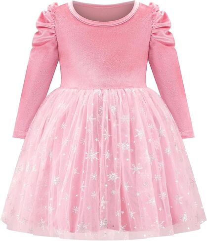 Toddler Baby Girl Christmas Dress Little Girls Velvet Tulle Tutu Dresses Kids Long Sleeve Fall Winter Xmas Outfits in Saudi Arabia