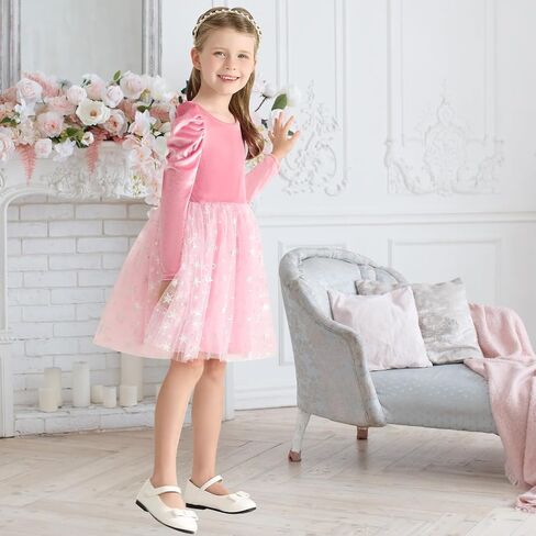 Toddler Baby Girl Christmas Dress Little Girls Velvet Tulle Tutu Dresses Kids Long Sleeve Fall Winter Xmas Outfits in Saudi Arabia