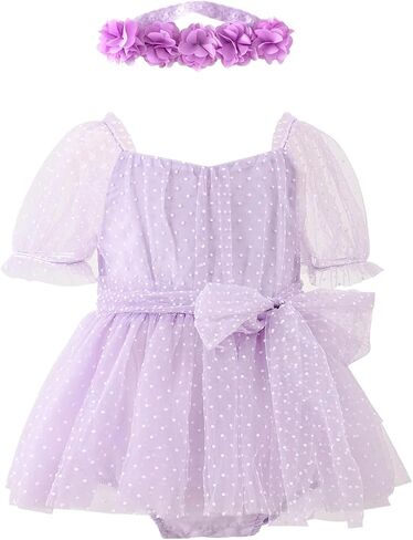 Baby Girl Princess Dress, Tulle Dress Baby Fairy Dress with Flower Headband in Saudi Arabia