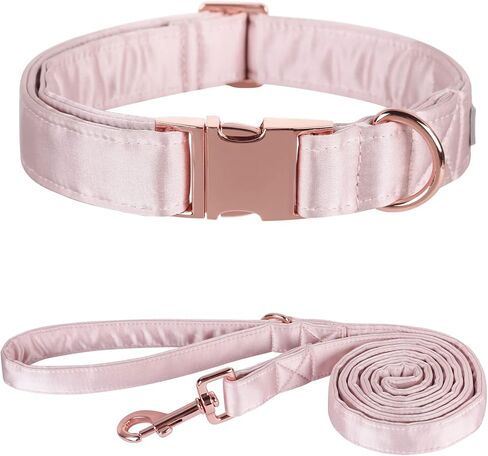 Lionet Paws Silk Dog Collar and Leash Set, Adjustable Comfortable White Dog Collar with Metal Buckle for Small Medium Large Dog Boy Girl Gift, Neck 8-12 Inches in Saudi Arabia
