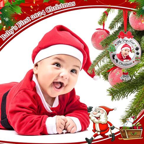 1 Piece Baby's First Christmas Photo Ornament 2023 My Very First Christmas Photo Xmas Baby Keepsake Ornament Photo Picture Frame for Newborn Baby Boys Girls Christmas Tree Decoration in Saudi Arabia