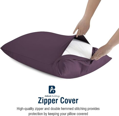 Pack of 2 Toddler Travel 13x18 Pillow Cases 100% Soft Egyptian Cotton, 500 Thread Count with Zipper Closure for Small Travel Pillowcase 13x18 inch, Plum in Saudi Arabia
